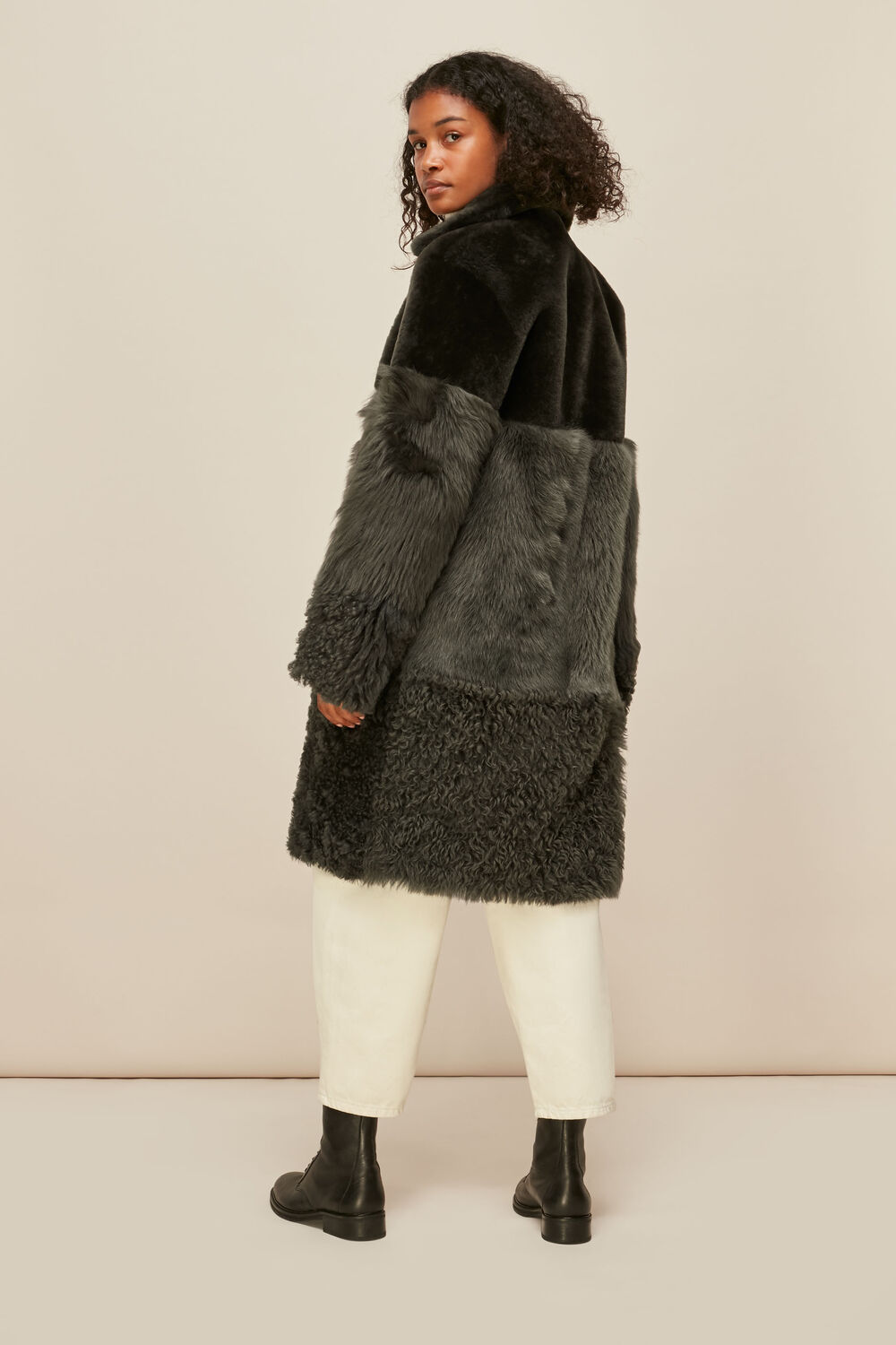Khaki Cosma Shearling Coat