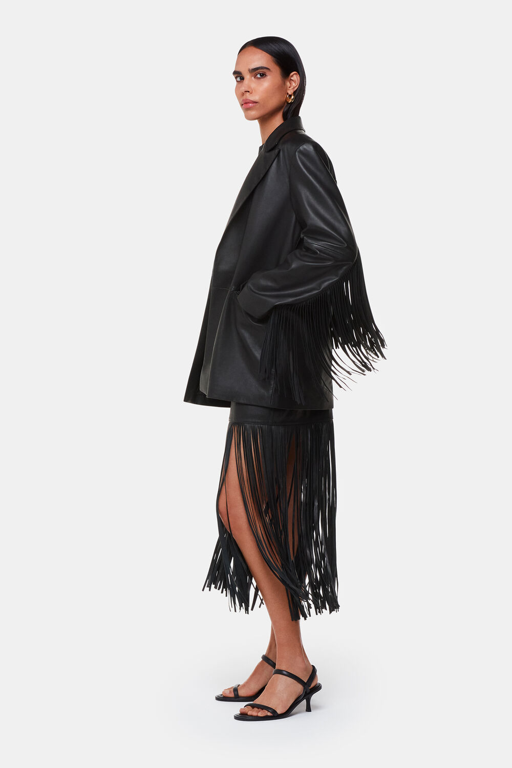Leather Fringed Mini Skirt