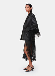 Leather Fringed Mini Skirt