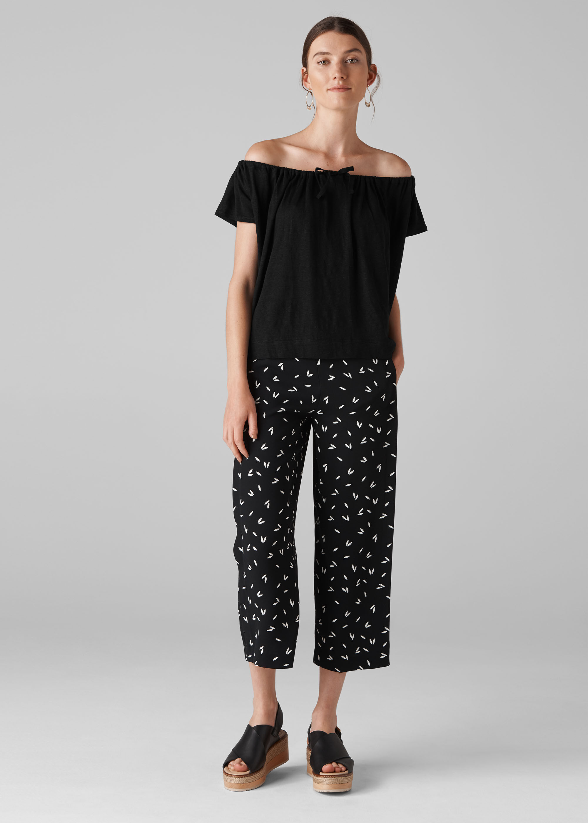 Black Tie Neck Bardot Top WHISTLES