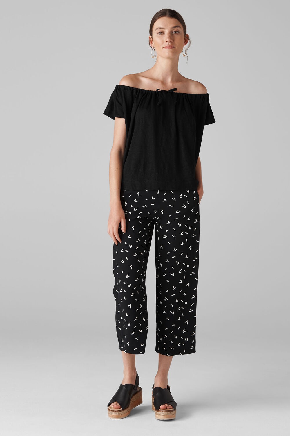 Tie Neck Bardot Top Black