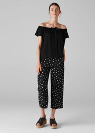 Tie Neck Bardot Top Black