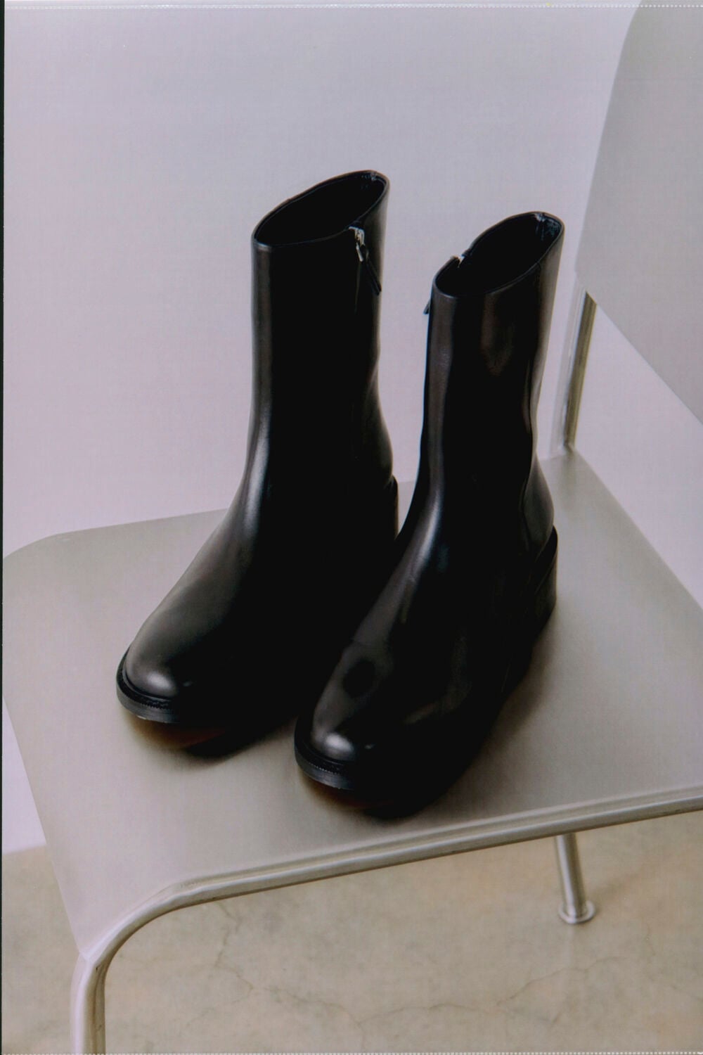 Black Clean Leather Chelsea Boot