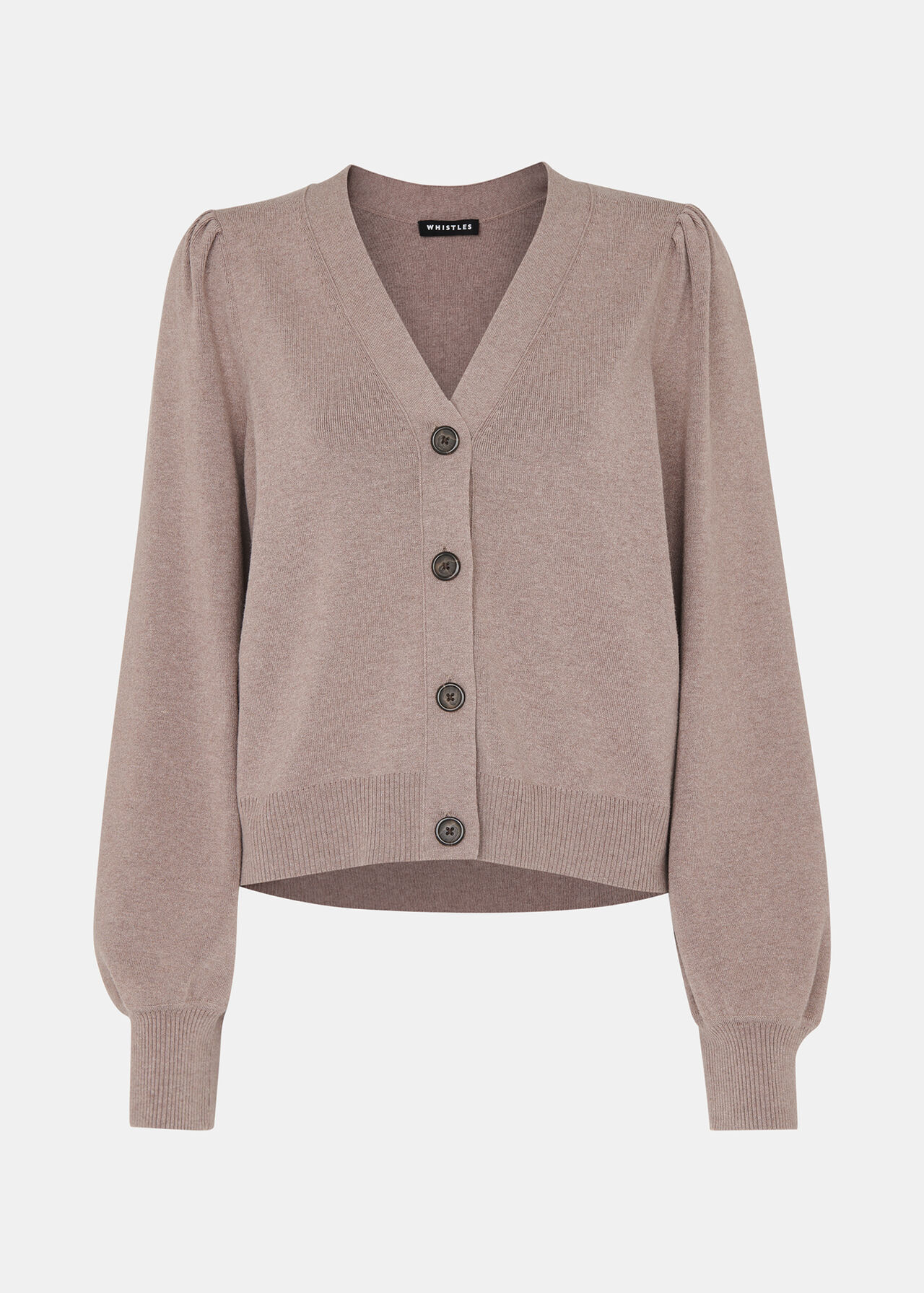 Neutral Puff Sleeve Cardigan | WHISTLES | Whistles UK