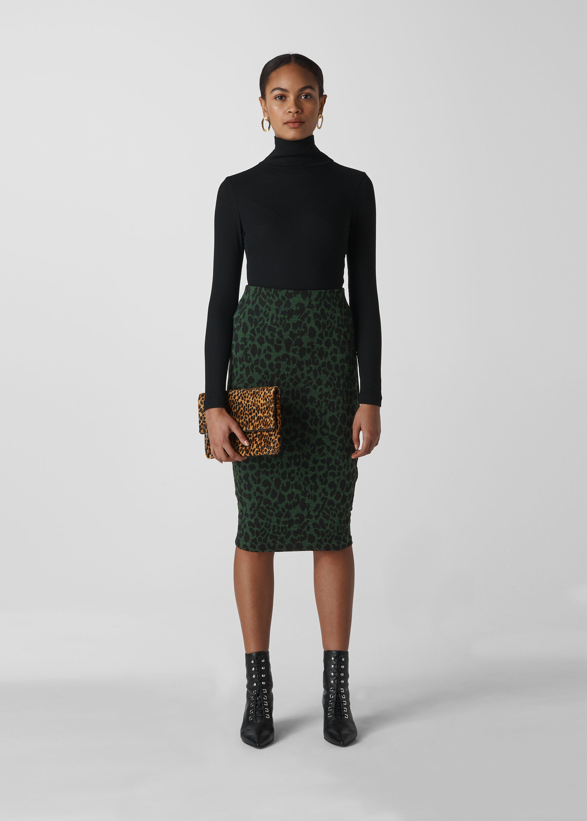 Green Multi Animal Jacquard Tube Skirt WHISTLES