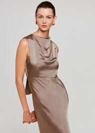 Cowl Neck Satin Maxi Dress