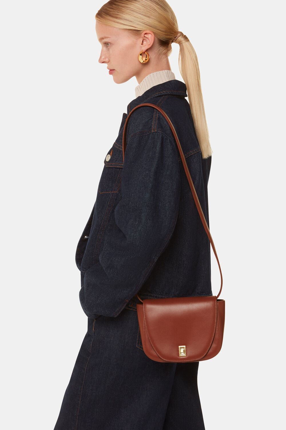 Brown Carlota Turnlock Satchel