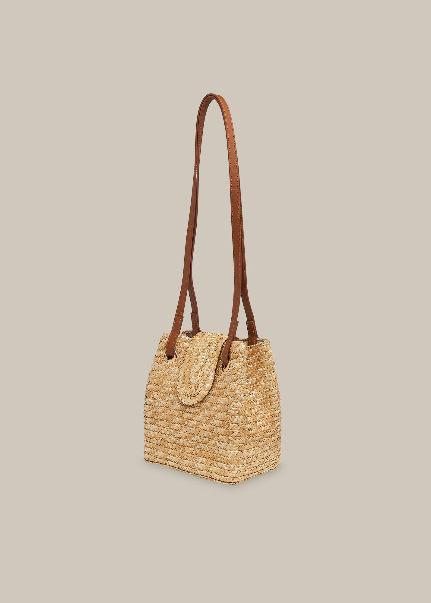 Neutral Winslow Straw Shoulder Bag WHISTLES