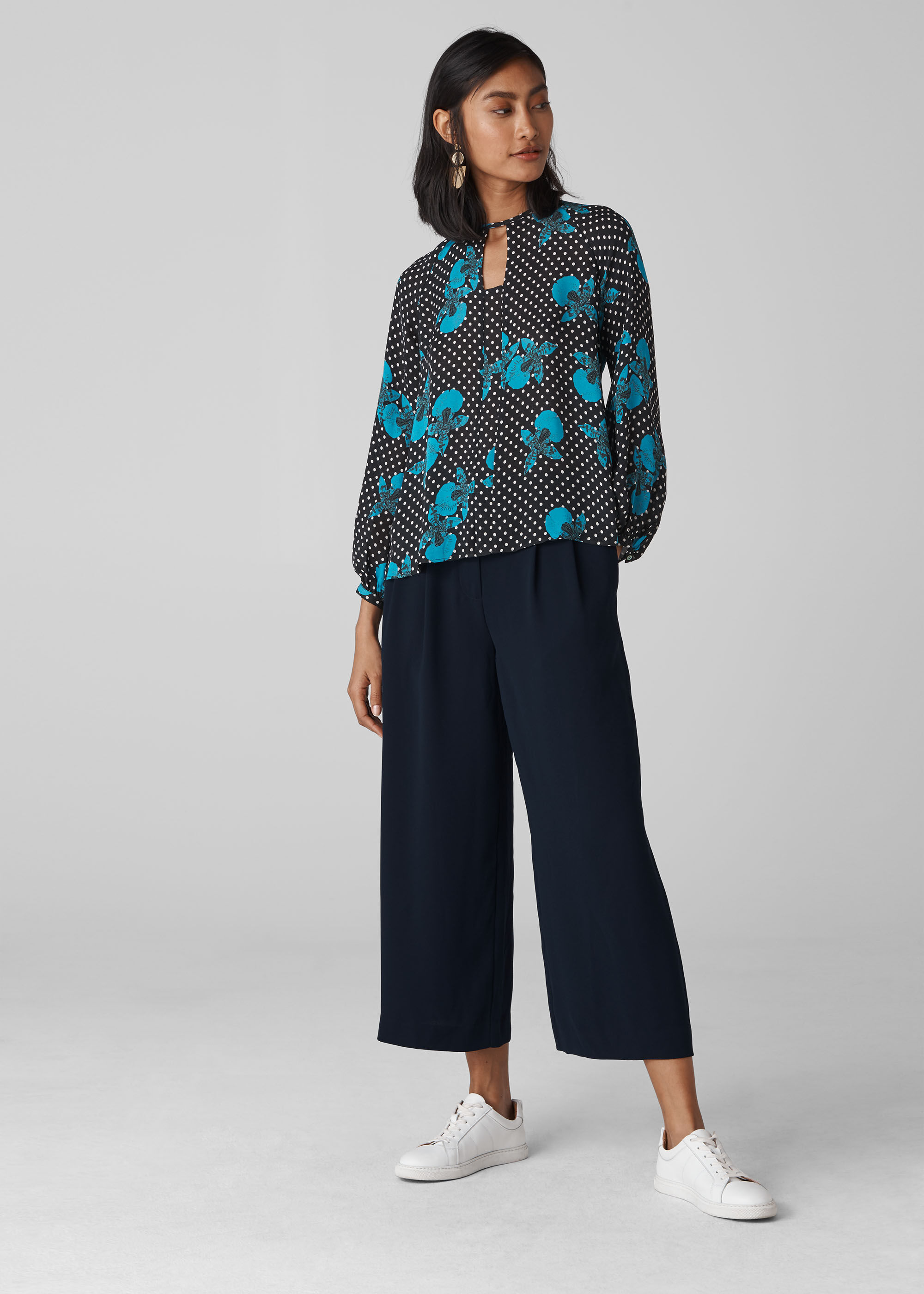 Whistles flat front crop trouser top
