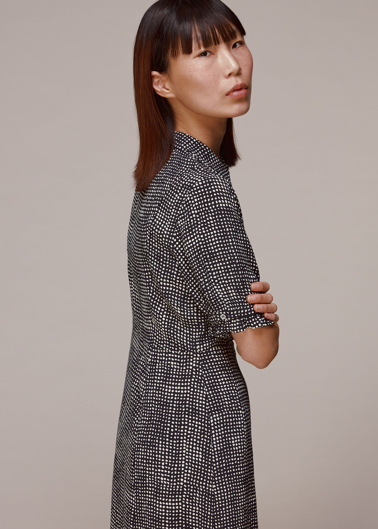 Peri Spotted Check Shirt Dress