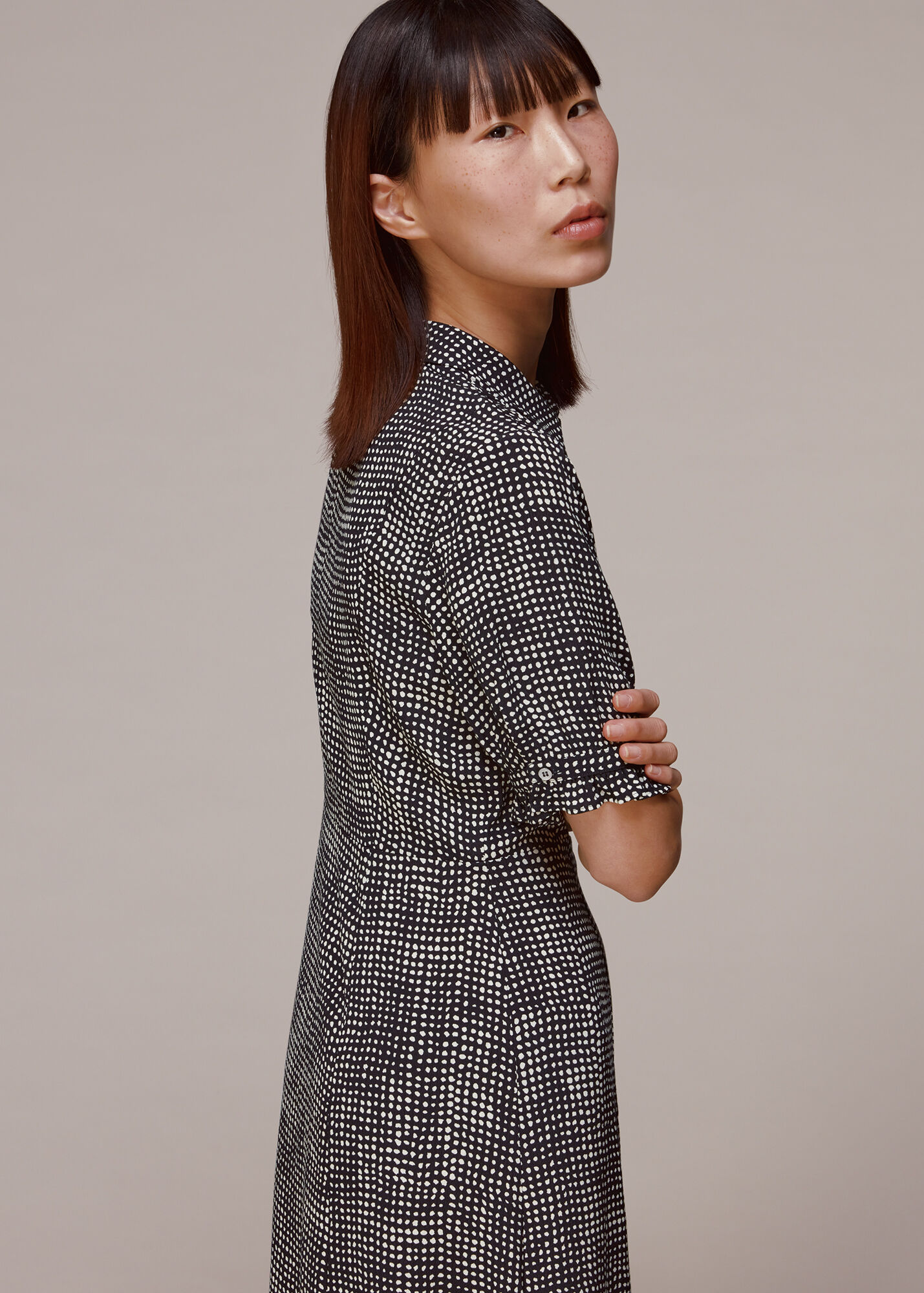 Black/Multi Peri Spotted Check Shirt Dress WHISTLES