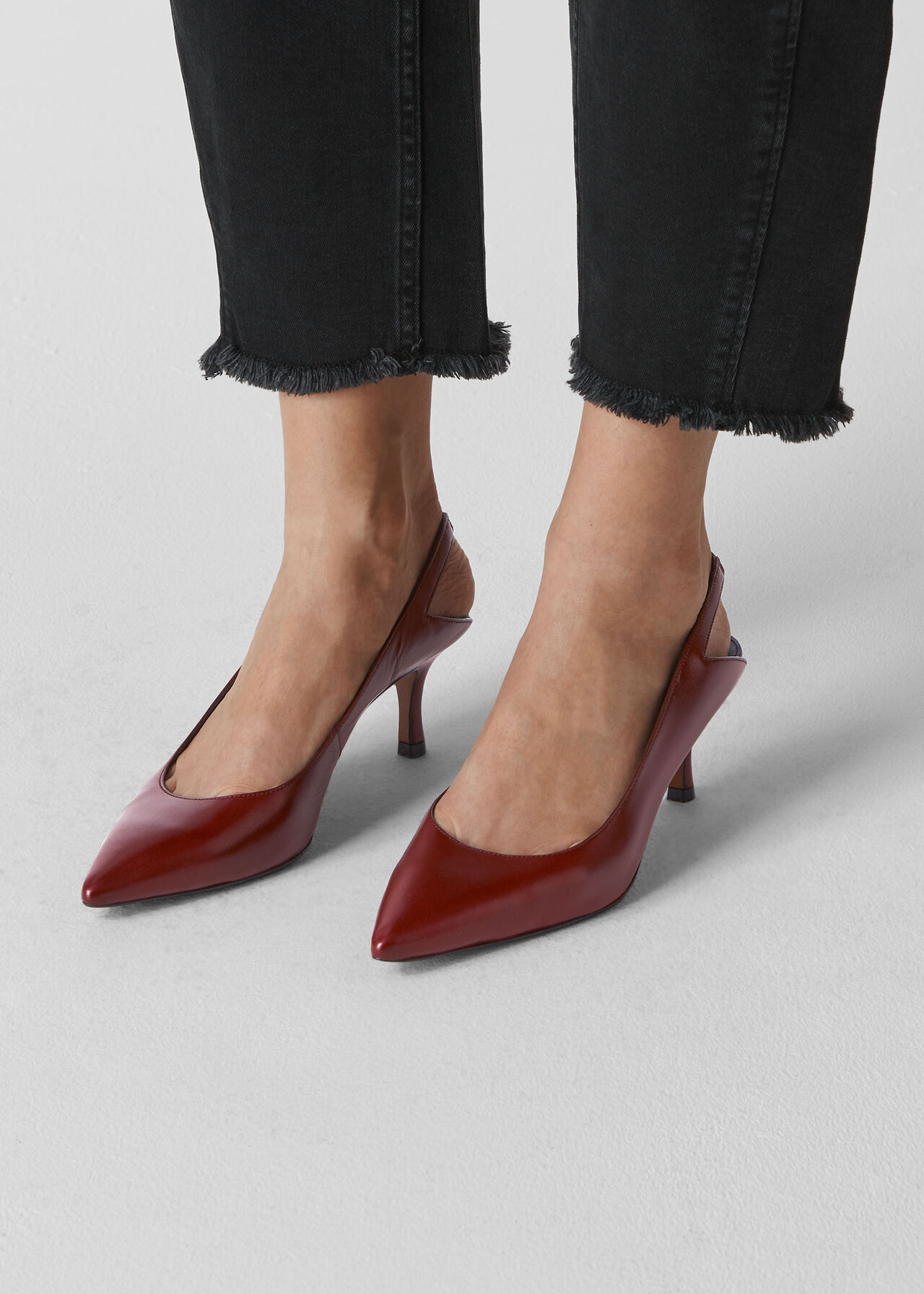 Clare Cutout Slingback Shoe Burgundy