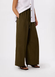 Petite Elasticated Linen Crop Trouser