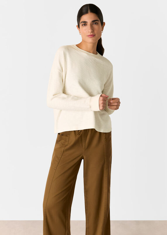 Ivory Textured Relaxed Jersey Top