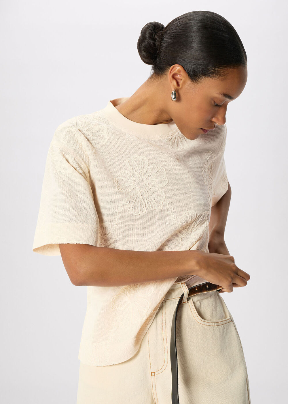 Textured Floral Jersey Top