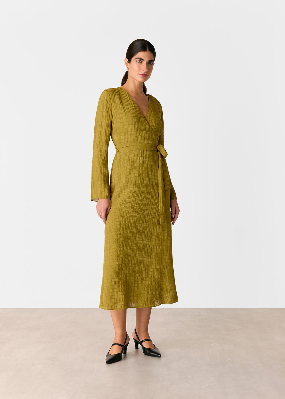 Alex Textured Wrap Midi Dress