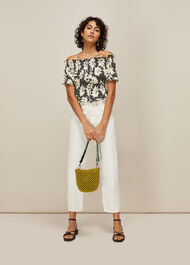 Starburst Floral Smocked Top Black/White