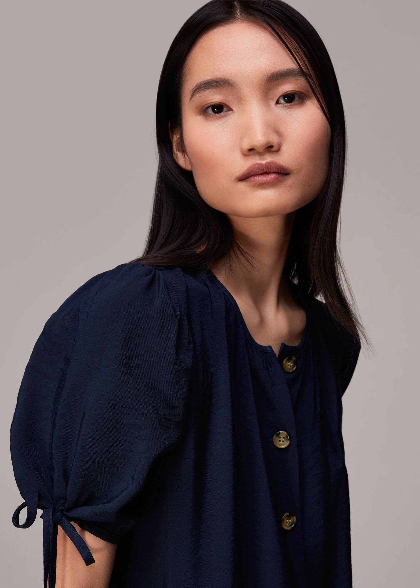Whistles check button through dress clearance