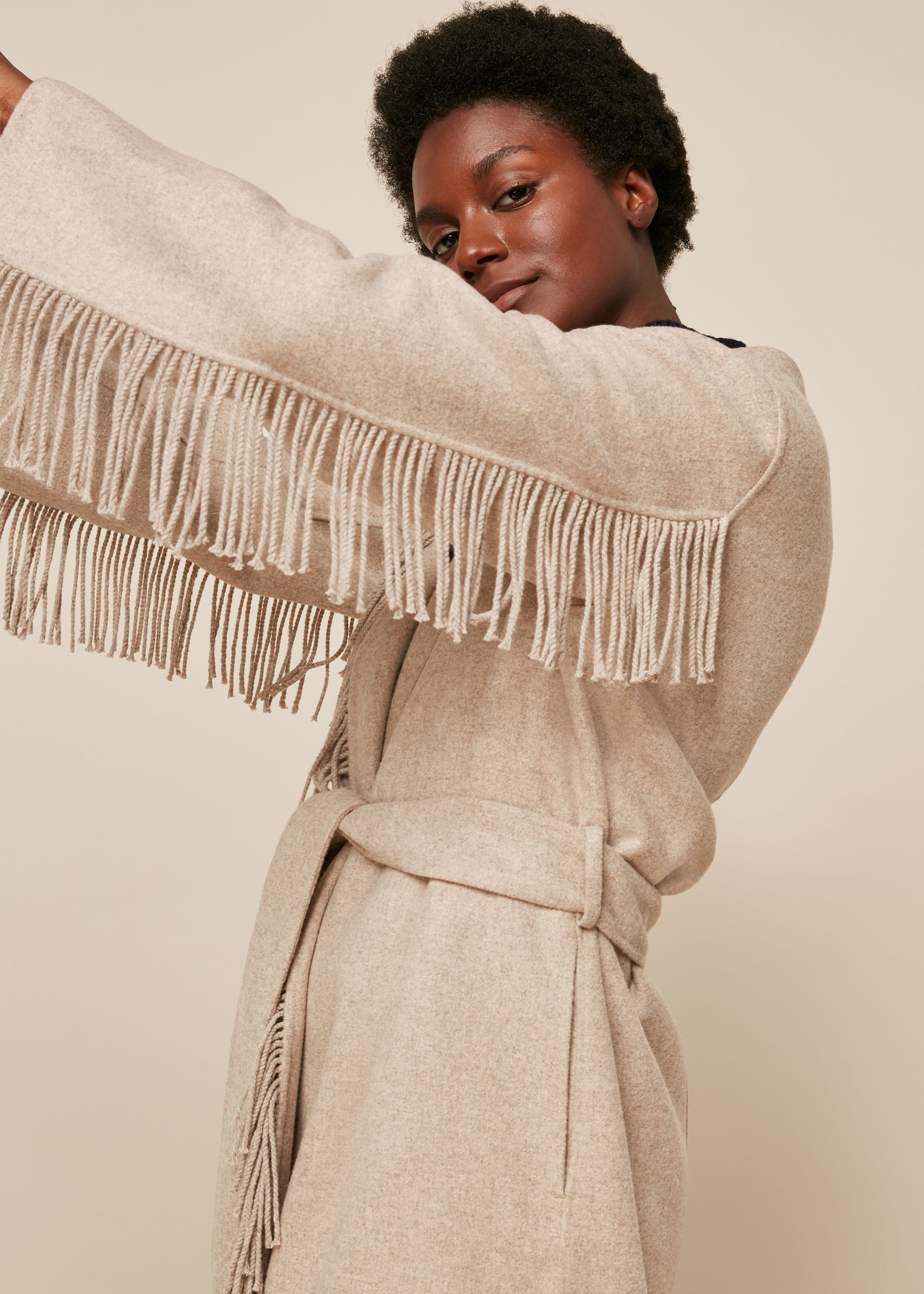 Long fringe top coat