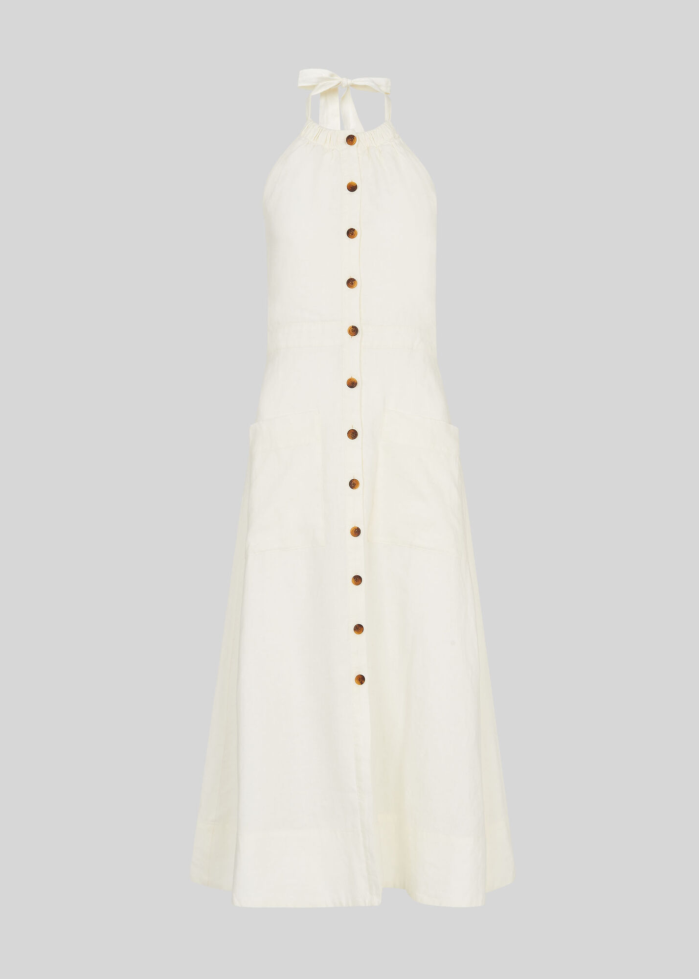 Ivory/Multi Ada Halterneck Linen Dress WHISTLES