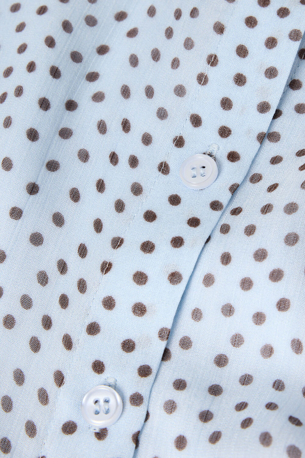 Blue Polka Dot Sheer Sleeve Shirt