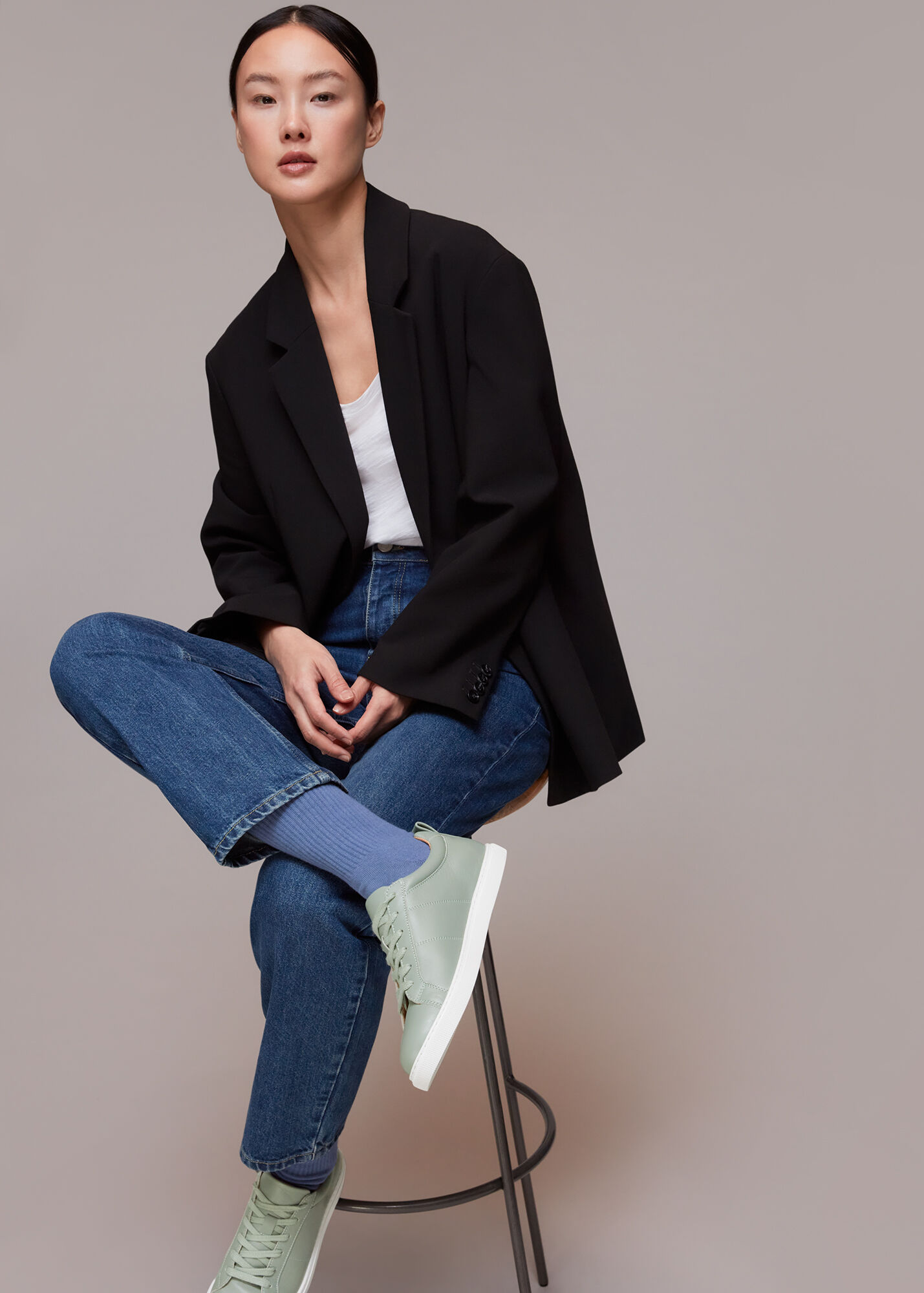 Pale Green Koki Lace Up Trainer WHISTLES Whistles UK