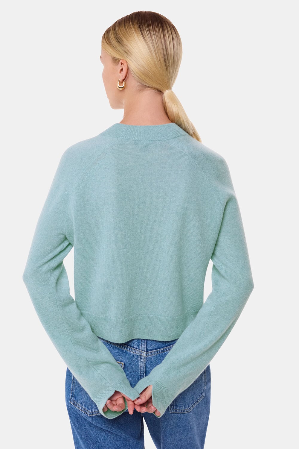 Pale Blue Cashmere Crop Crew