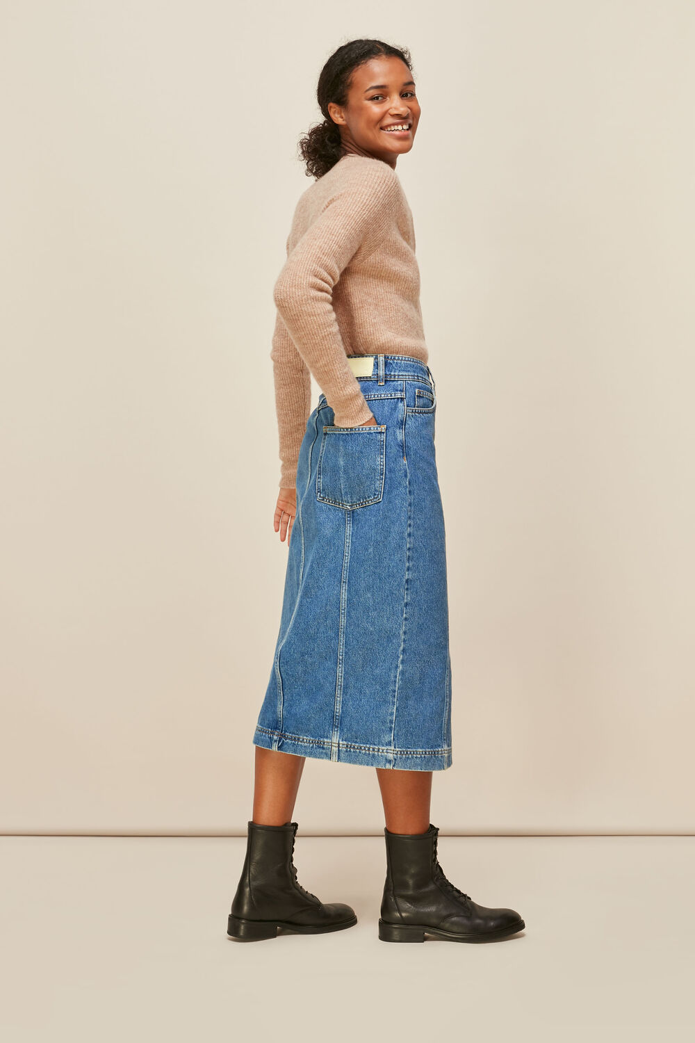 Button Through Denim Skirt