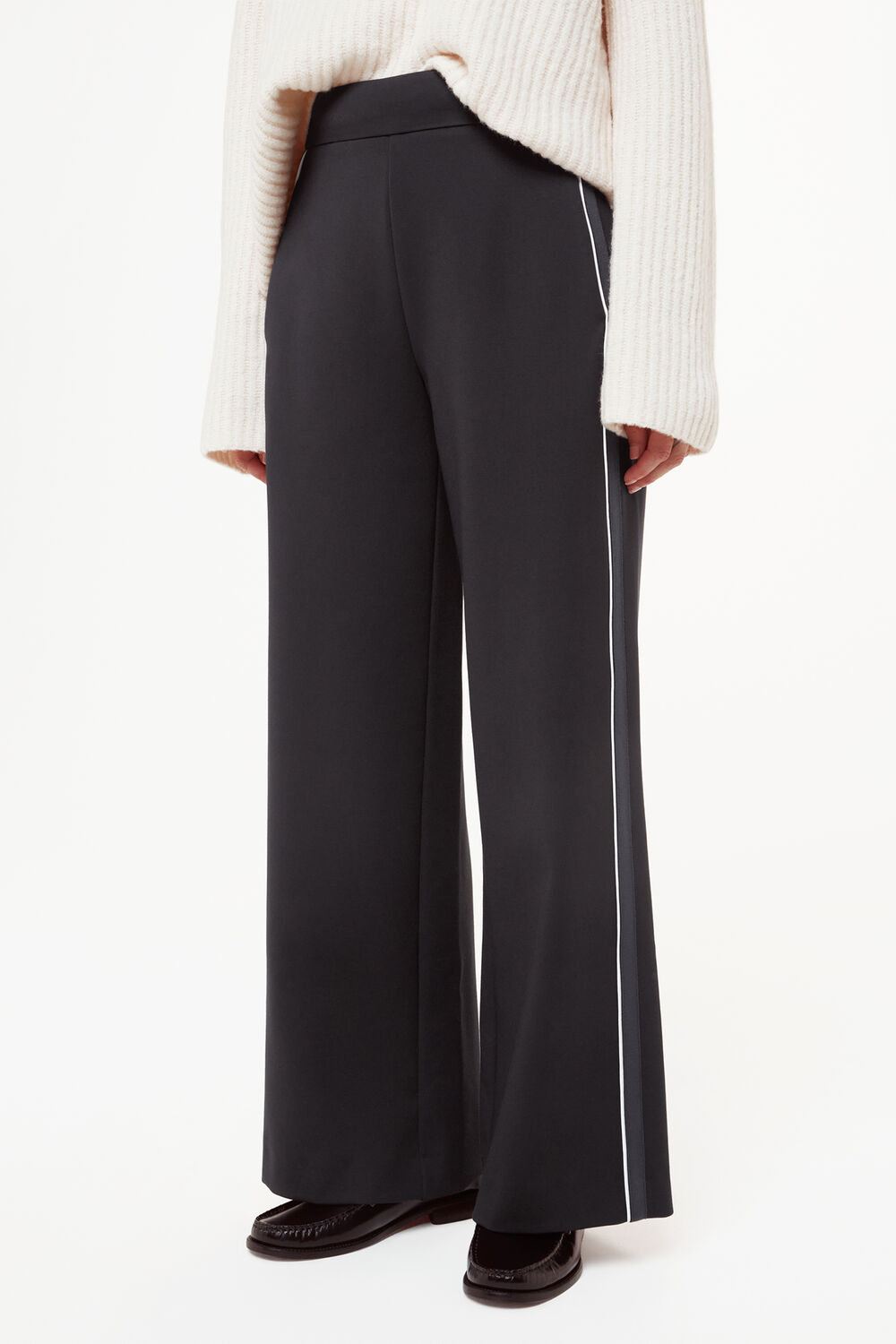 Black Petite Edie Side Stripe Ponte Trouser