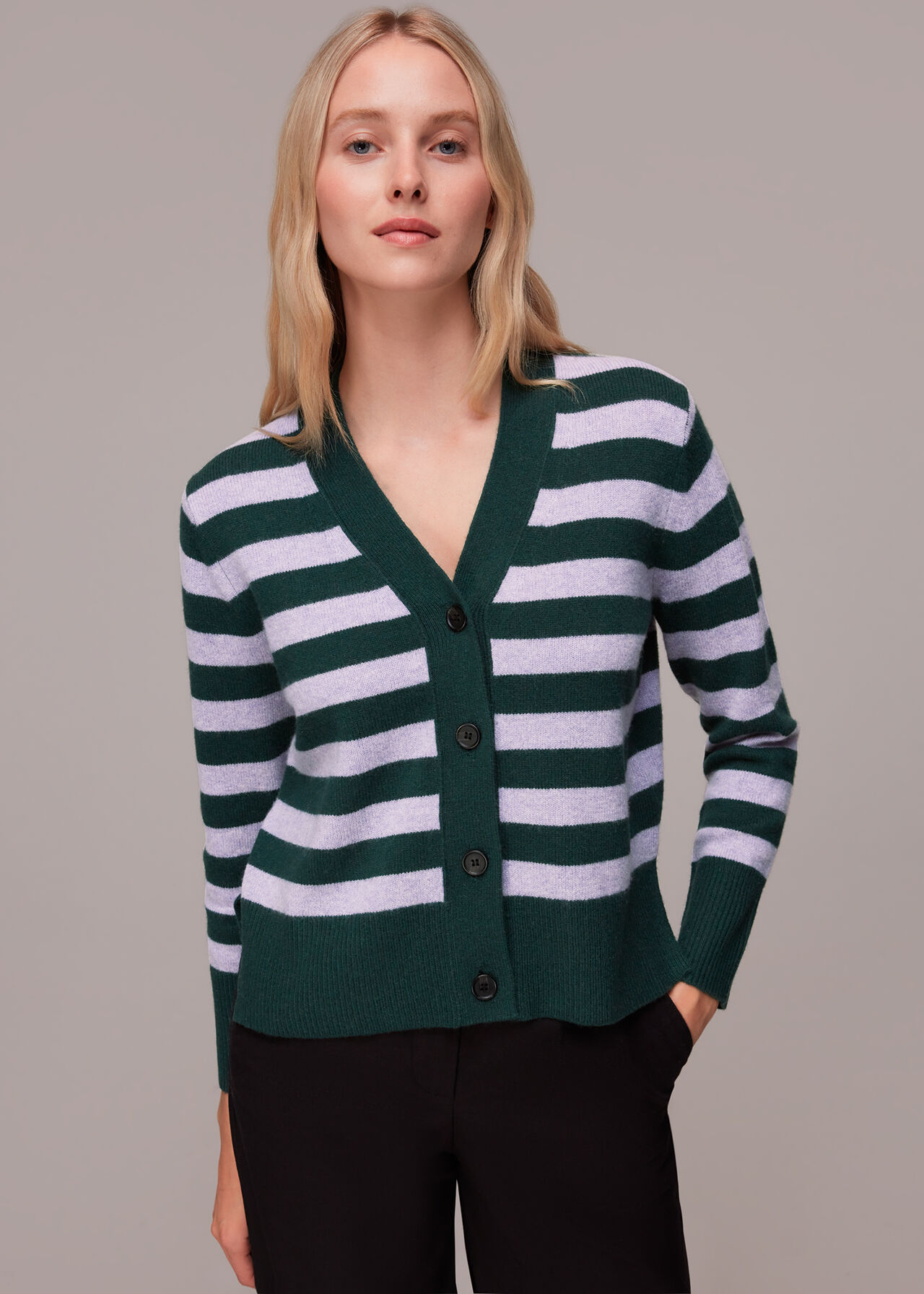 Stripe Wool Cardigan