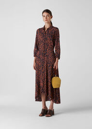 Brown/Multi Amara Brushed Leopard Dress | WHISTLES