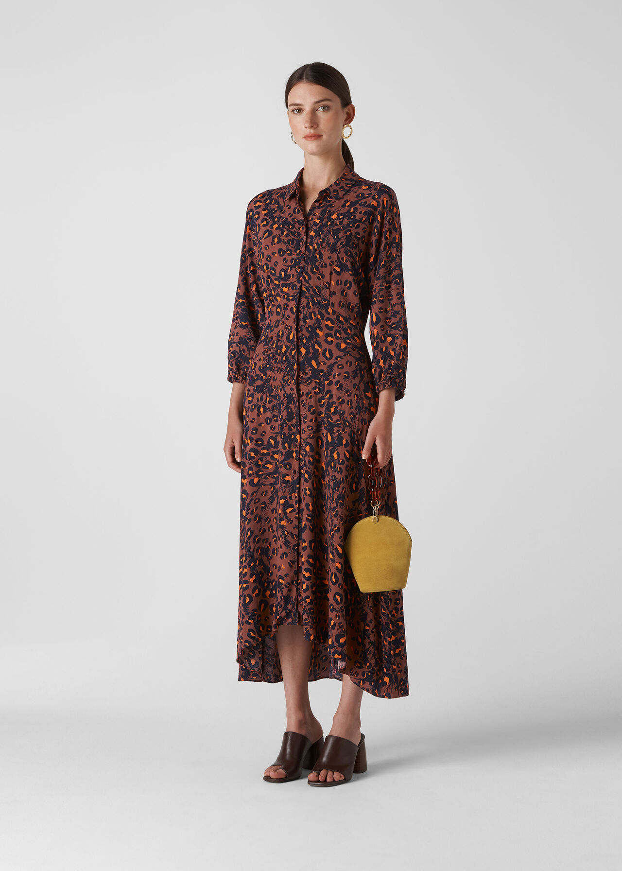 Amara Brushed Leopard Dress Brown/Multi