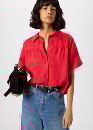 Gathered Linen Shirt