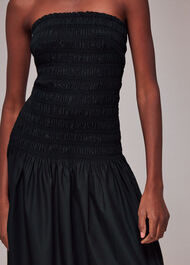 Shirred Bandeau Poplin Dress