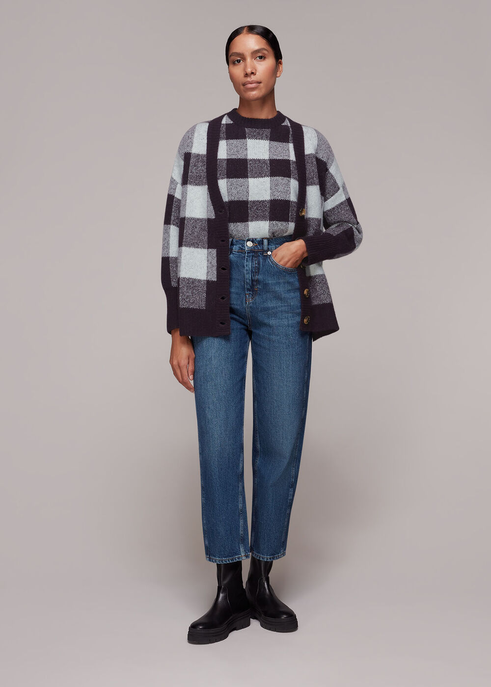 Checked Cardigan