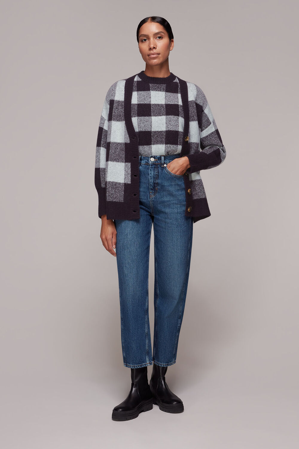 Checked Cardigan