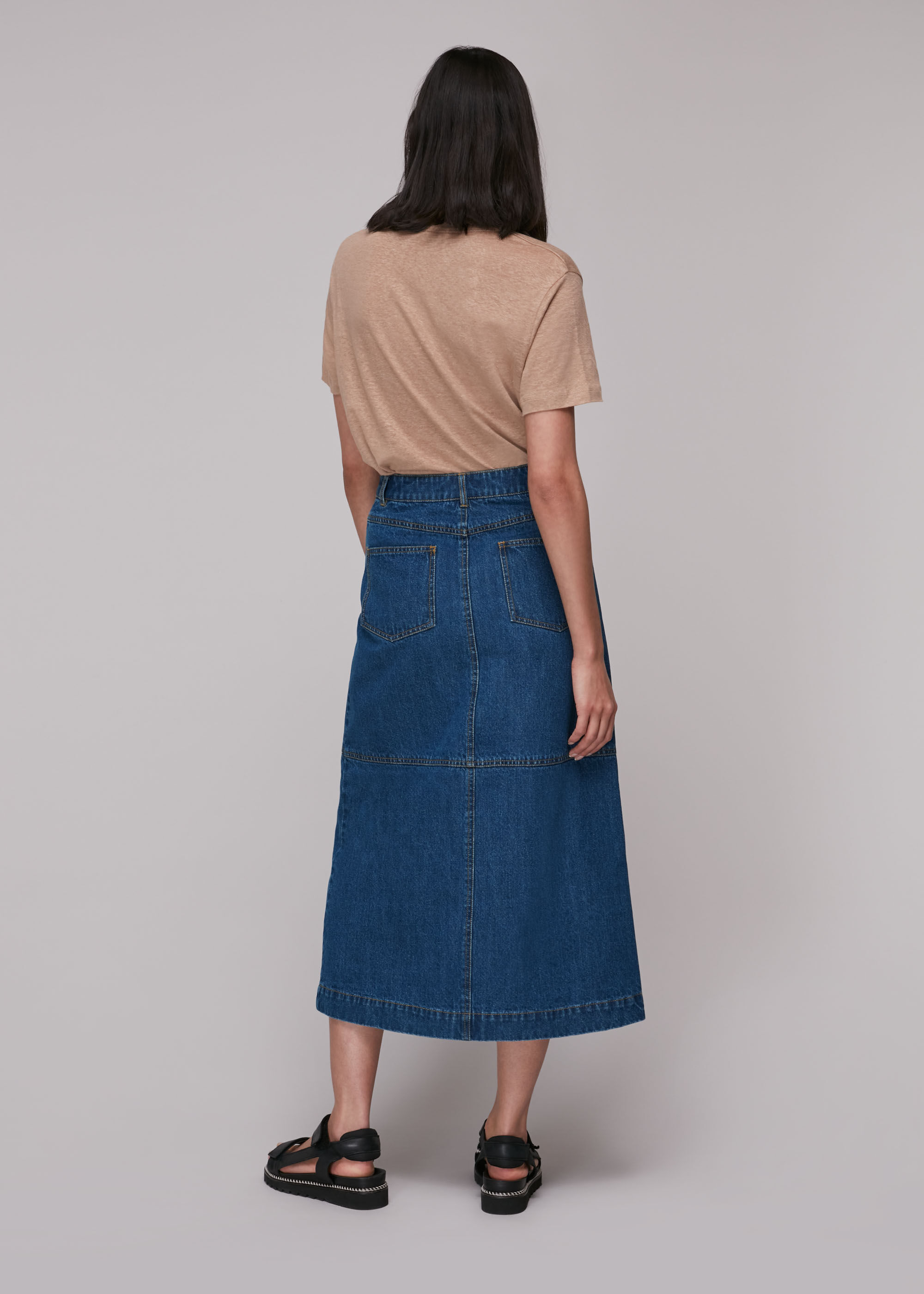 Whistles denim sales midi skirt