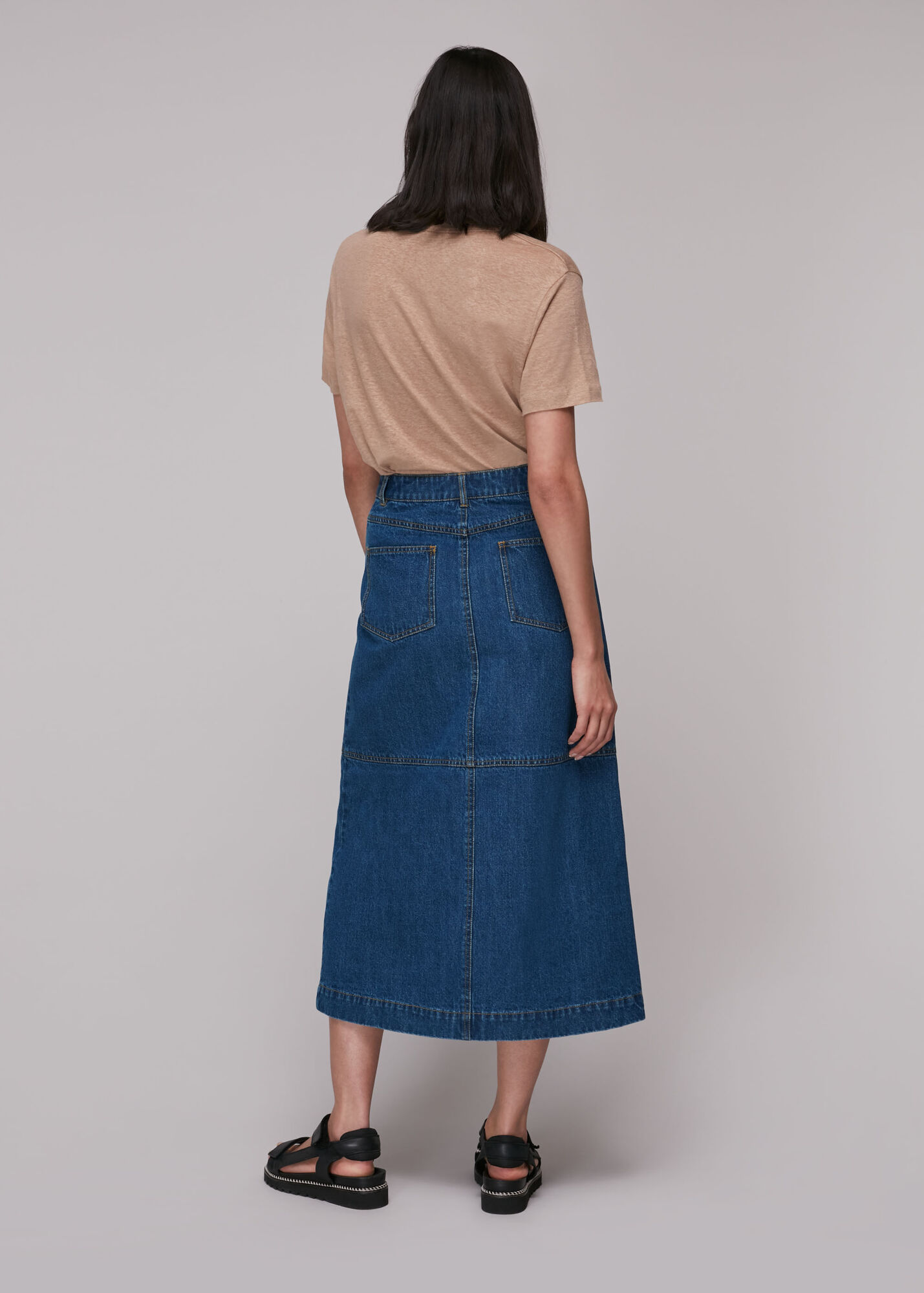 Denim Classic Denim Midi Skirt WHISTLES Whistles ROW
