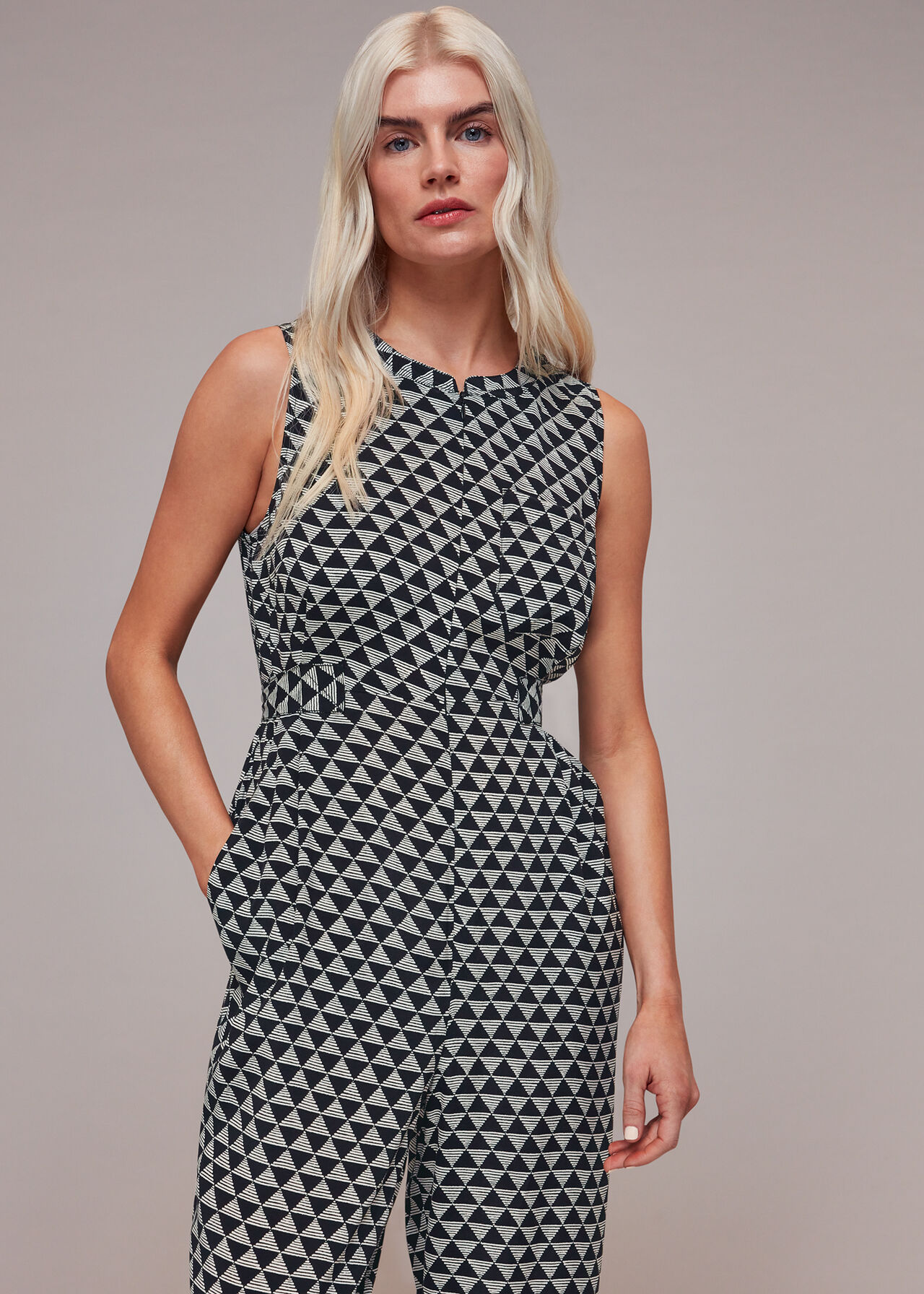 Petite Triangle Checkerboard Jumpsuit