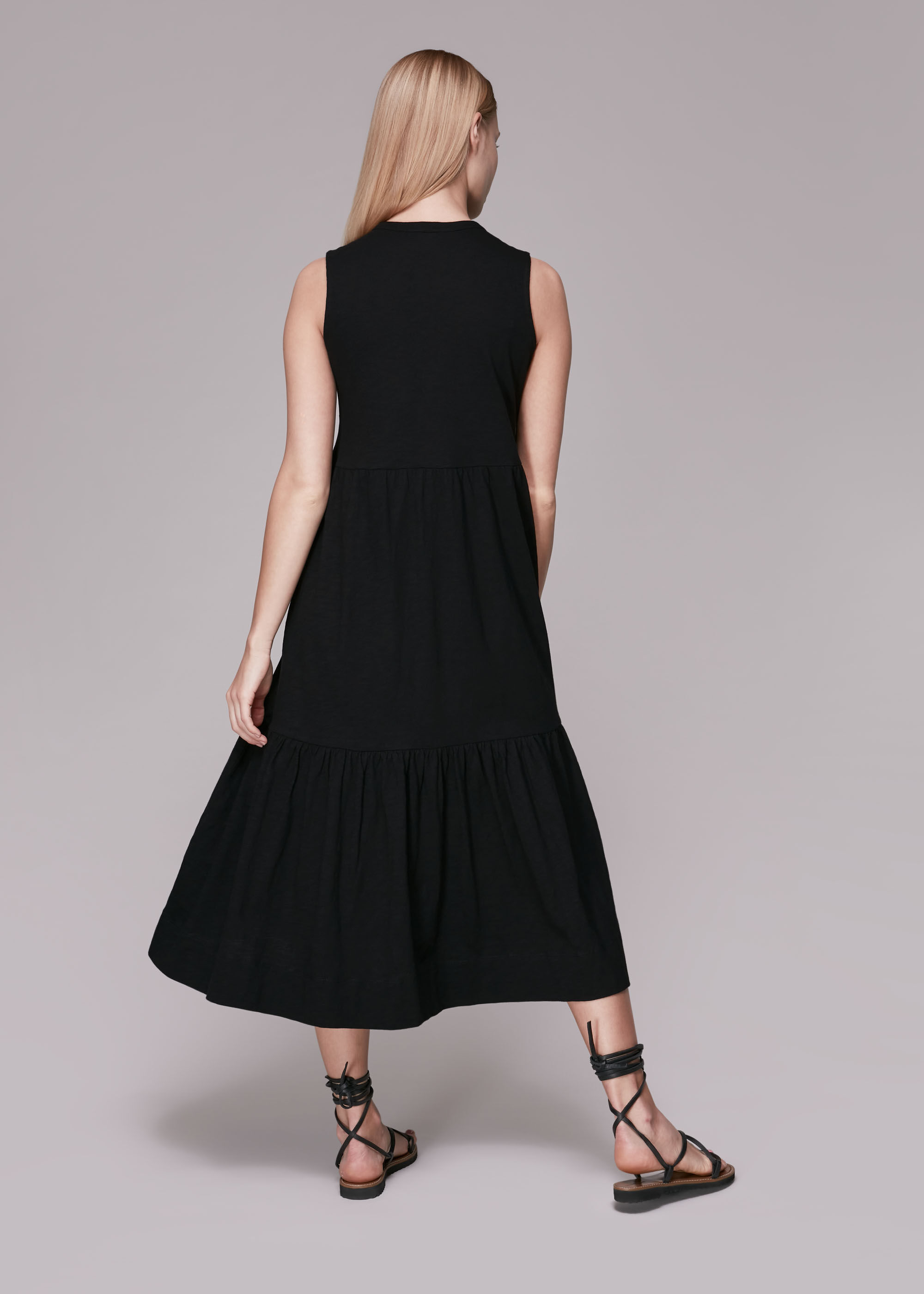 Black tiered jersey dress Clearance