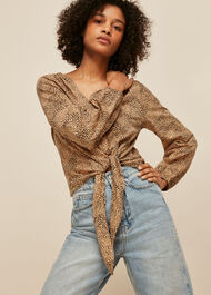 Tie Ripple Printed Jersey Top