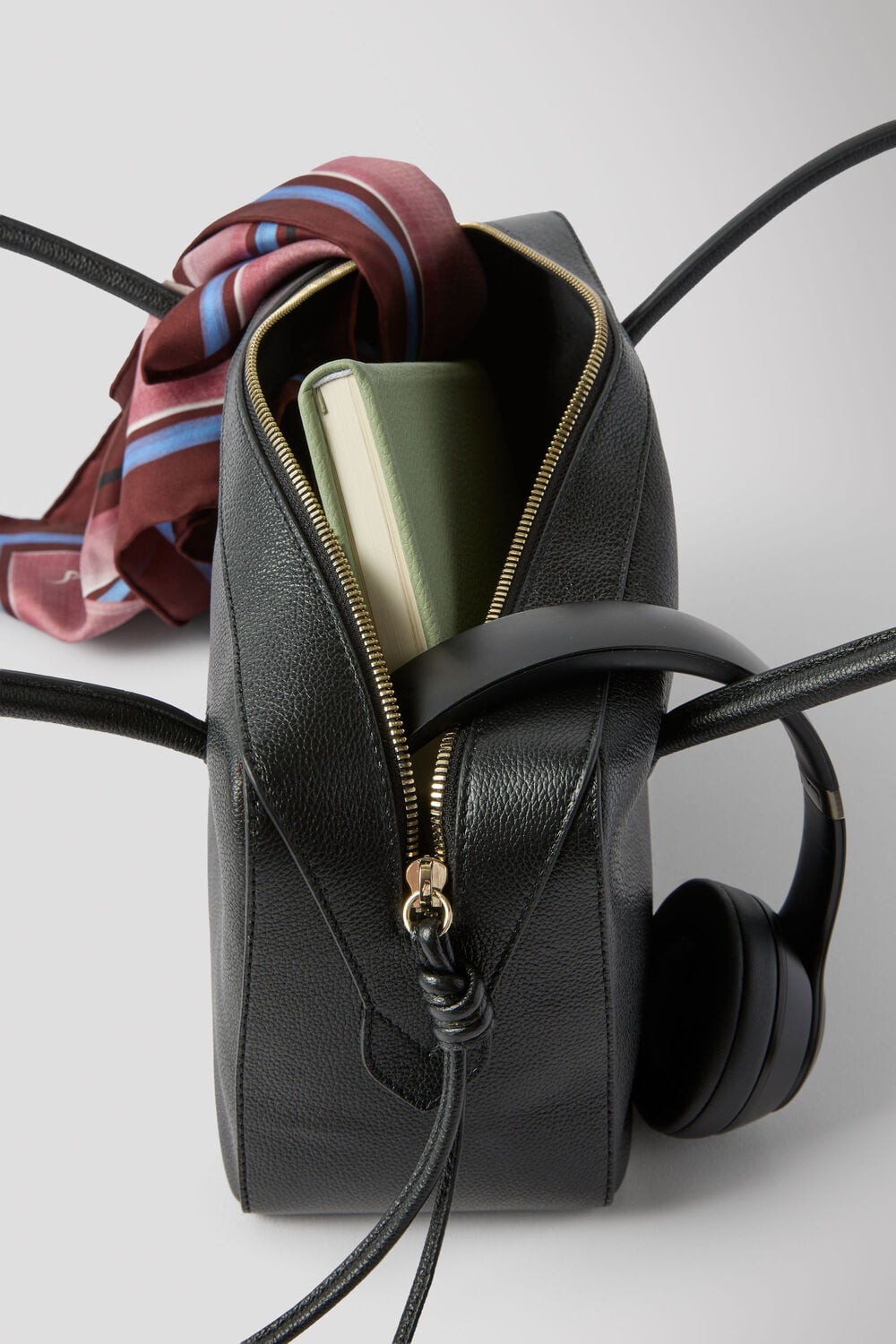 Black Leather Bowling Bag