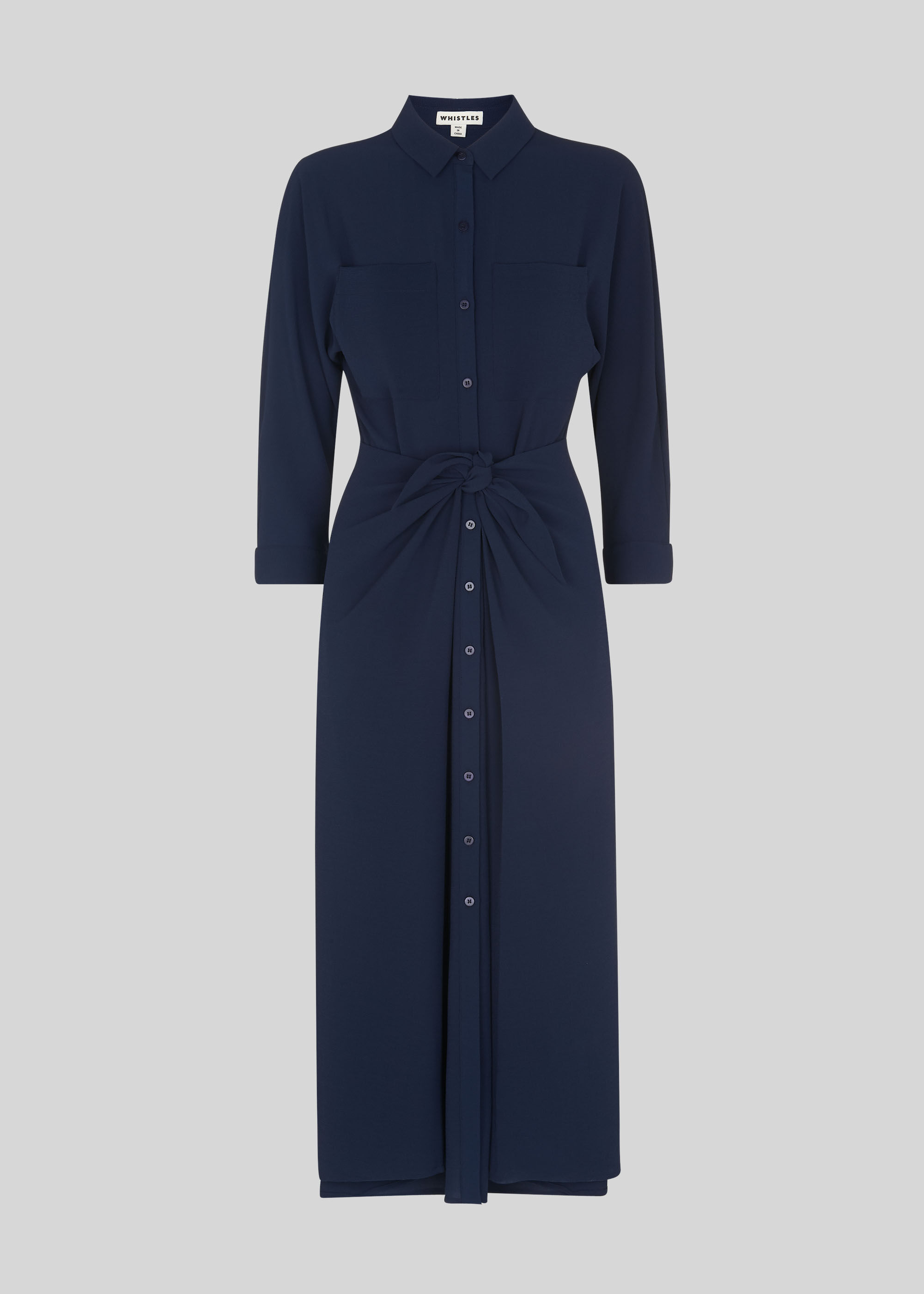 Navy Selma Tie Dress WHISTLES