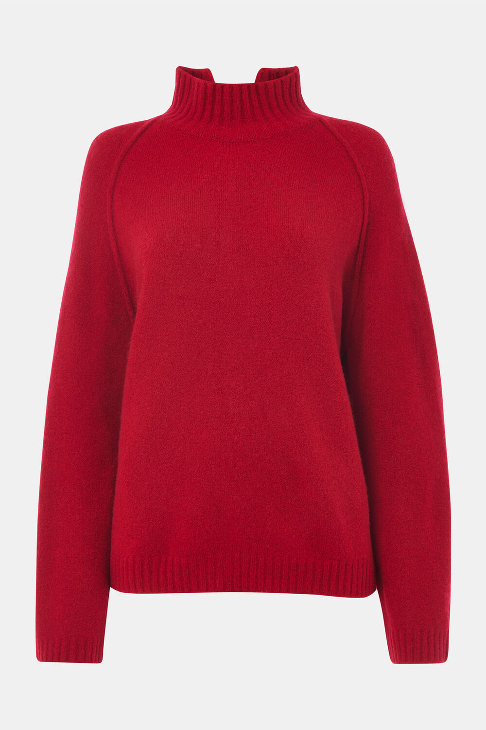 Red Wool Mix Split Funnel Knit