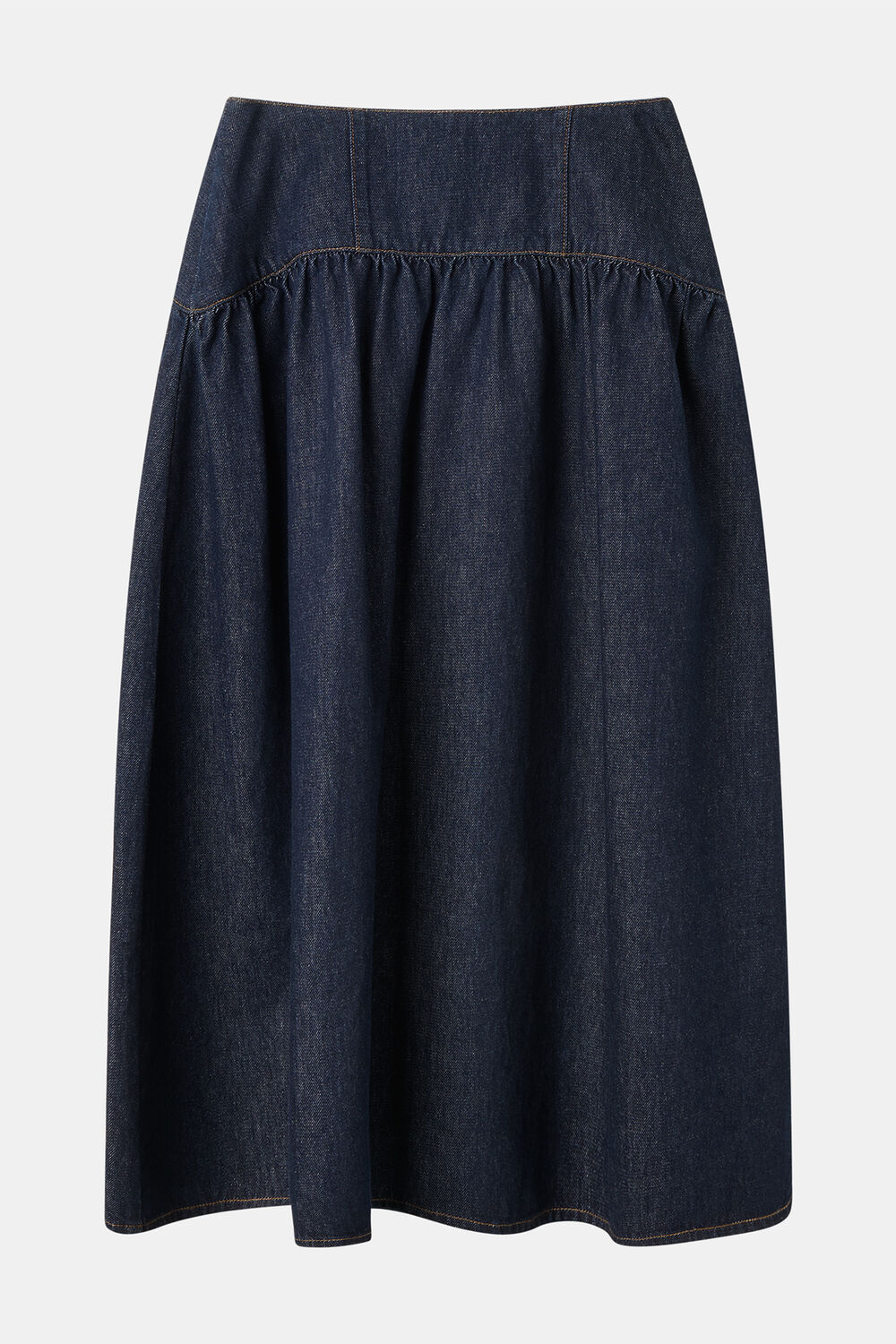 Denim Waisted Midi Skirt