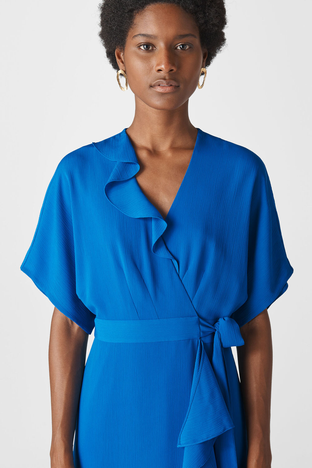 Nova Frill Wrap Maxi Dress Blue