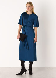 Satin Twist Waist Midi Dress
