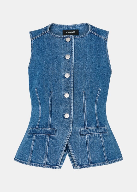Denim Slim Fit Cotton Waistcoat