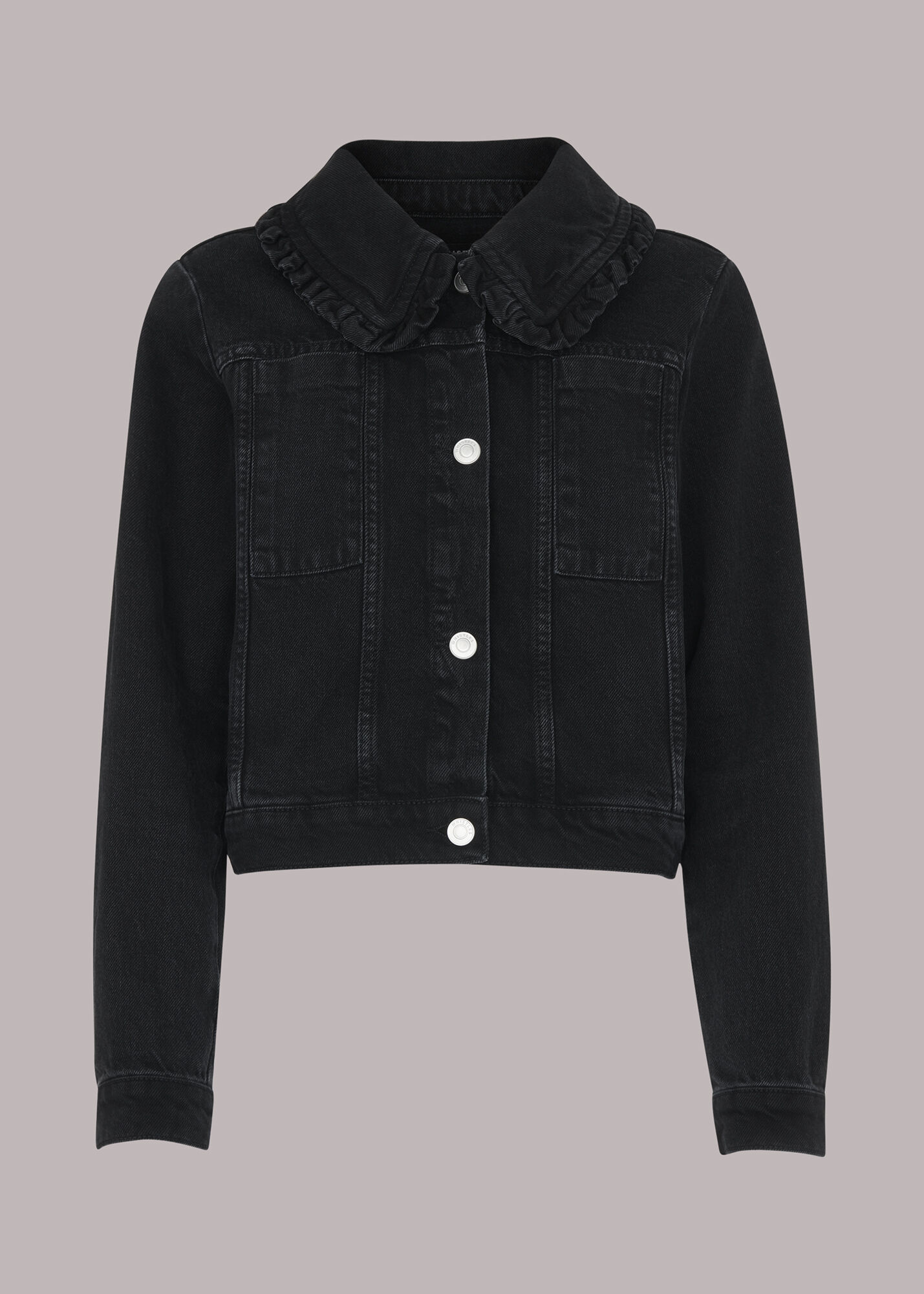 Black Collar Detail Denim Jacket WHISTLES