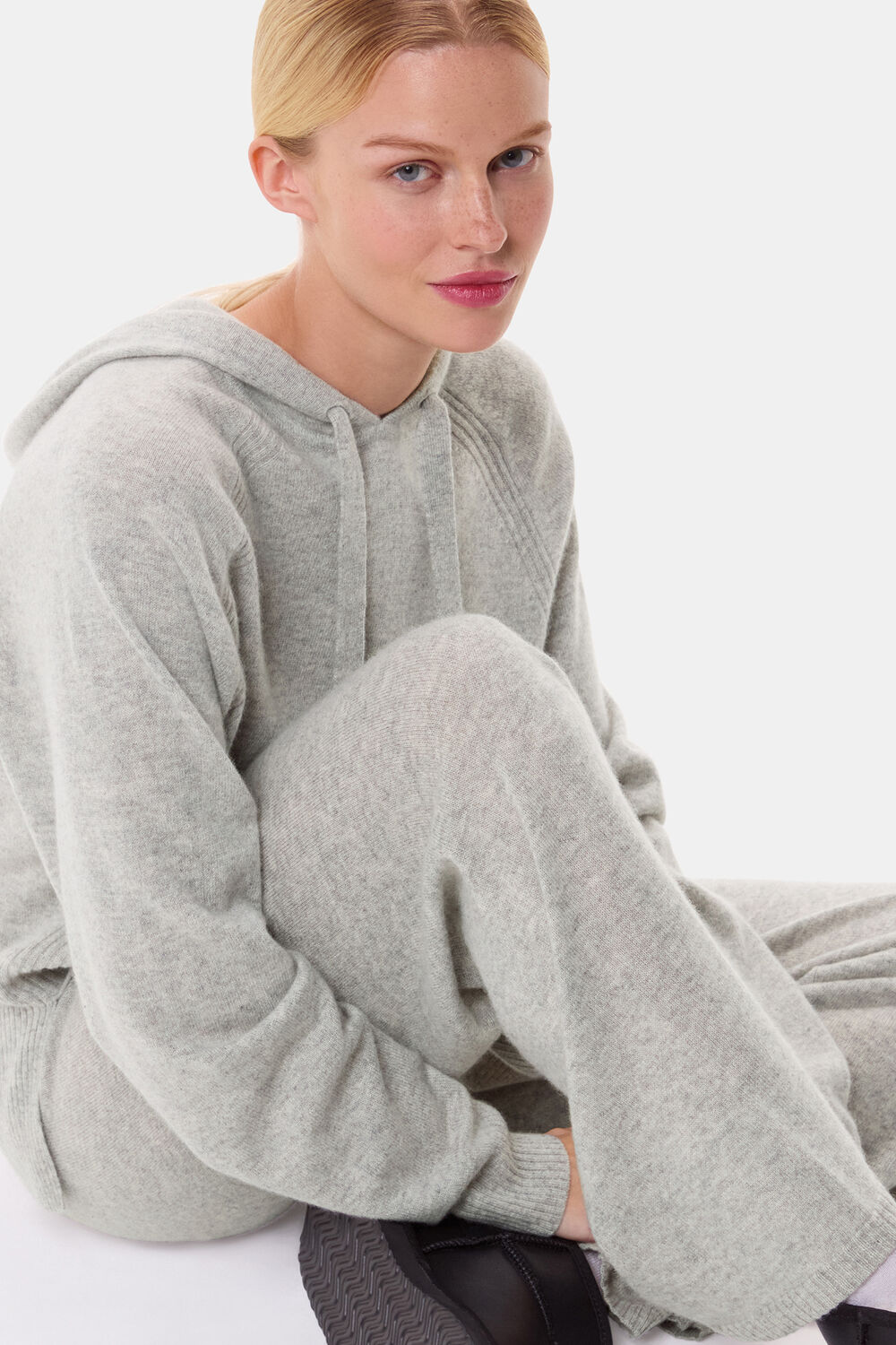 Grey Marl Cashmere Straight Leg Jogger